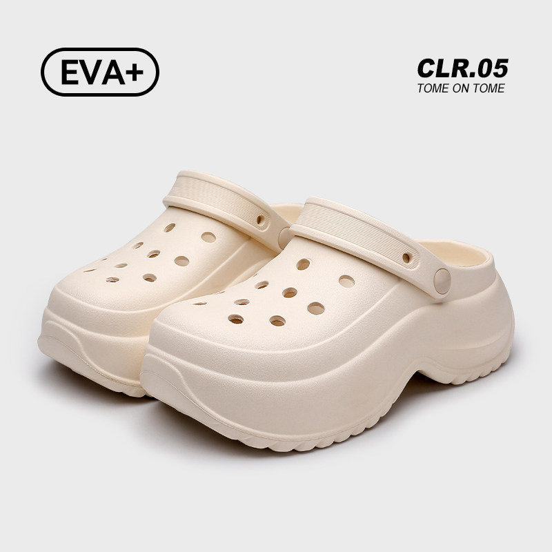 Women's new thick-soled clogs, all-season summer sandals, soft-soled, height-increasing, closed-toe, outdoor wear, non-slip beach sandals Women's new thick-soled clogs, all-season summer sandals, soft-soled, height-increasing, closed-toe, outdoor wear, non-slip beach sandals