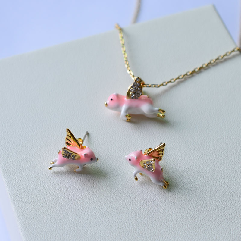 Fuchsia cute necklace and earrings