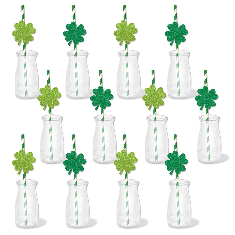 Transfronterizo día de San Patricio fiesta decoración plug-in paja Lucky Clover irlandés decoración festiva