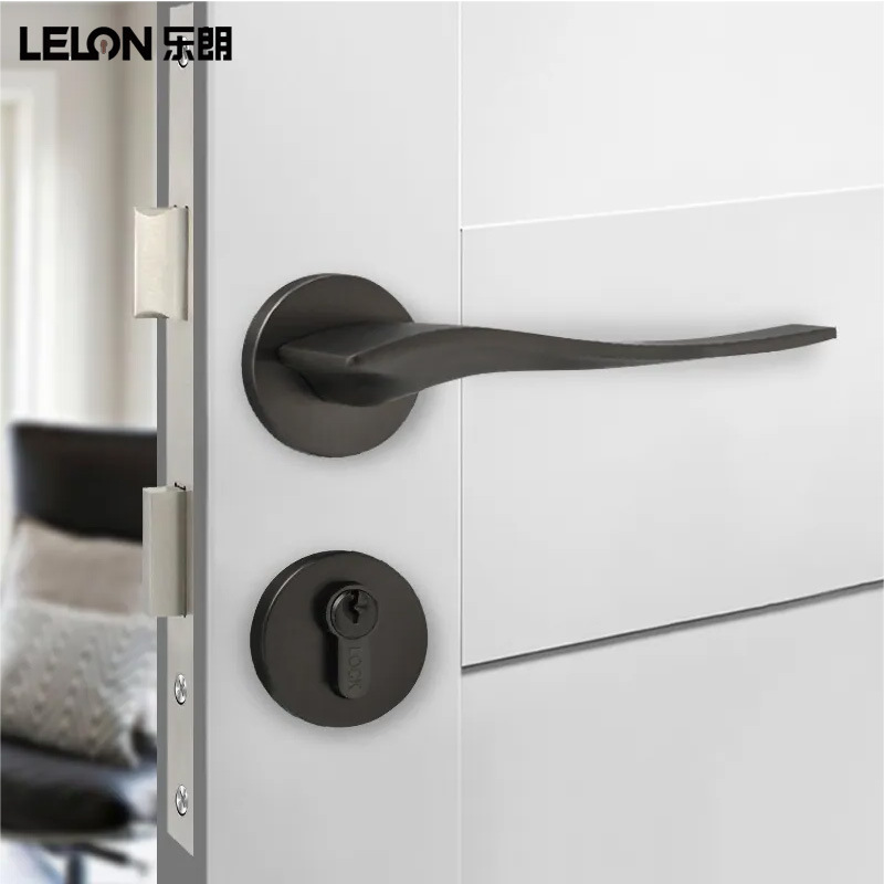 Cerradura de la puerta de la habitación de división simple Le Lang cerradura de la puerta de madera doméstica universal cerradura de la mano del dormitorio cerradura del baño