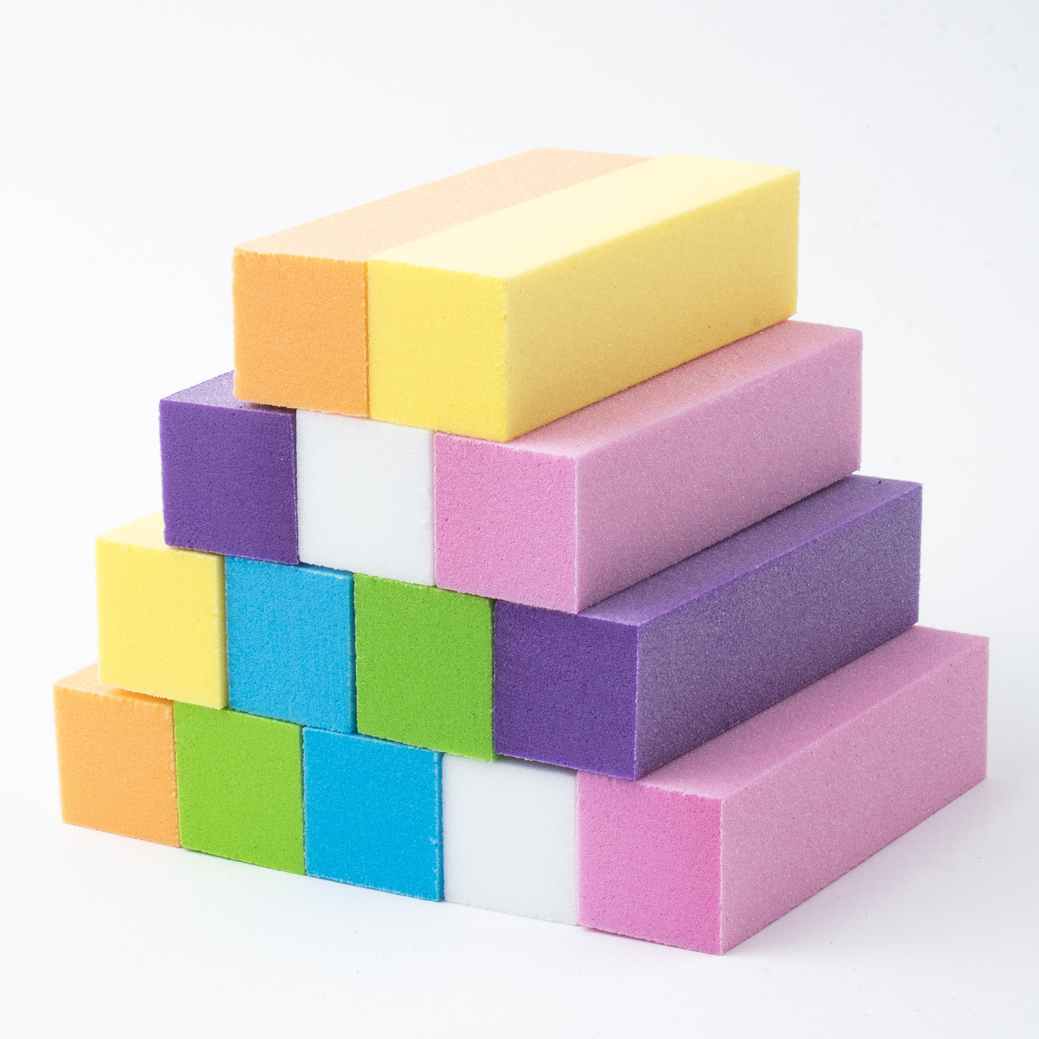 Fábrica directa de manicuras blancas bloques de tofu color transfronterizo de alta espuma cuatro lados de pulido bloque de manicuras pulido