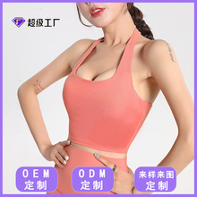 加工定制/来图打样/贴牌/印logo挂脖式大胸美背运动内衣女