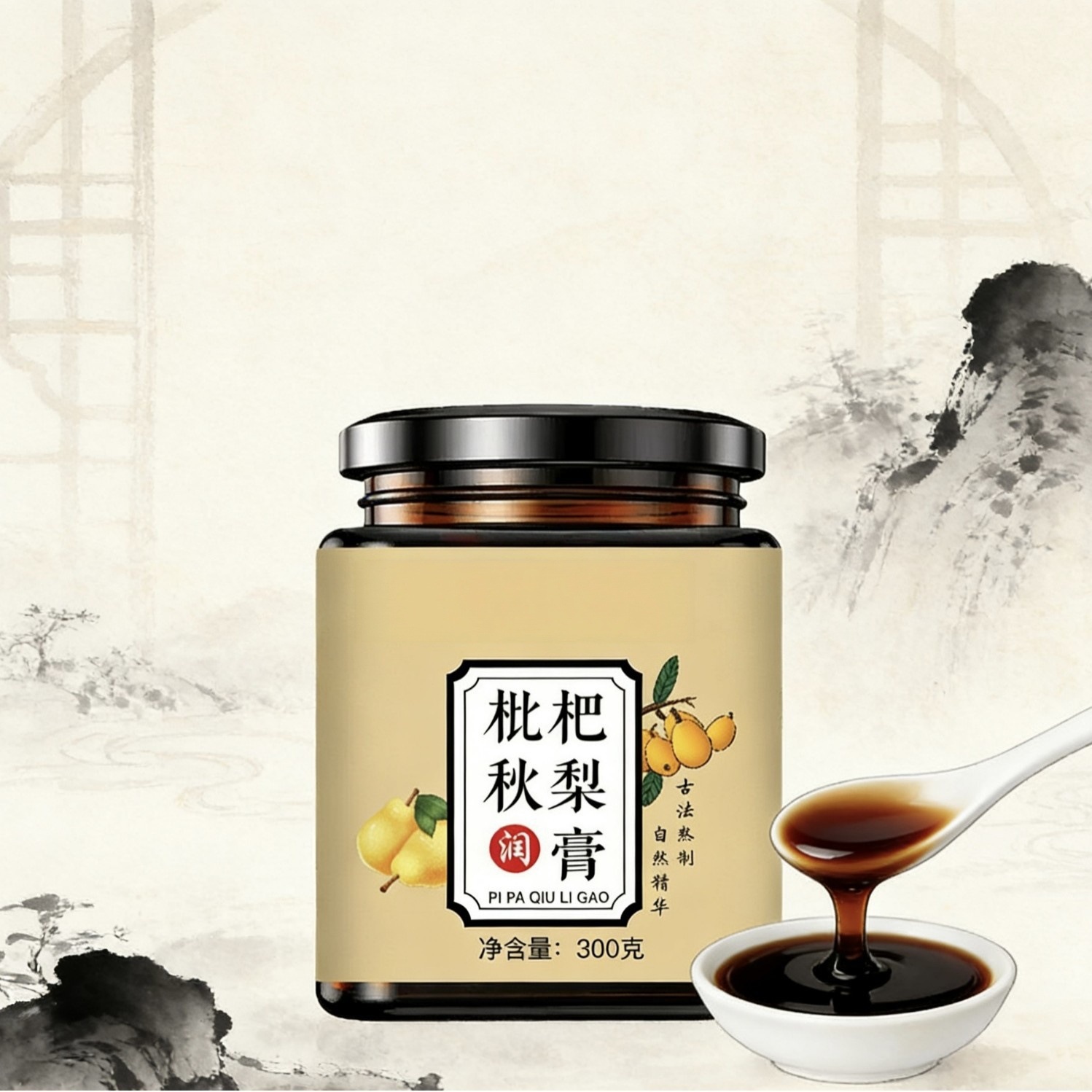 Loquat Autumn Pear Syrup Qiuli Gao 300g Honey Herbal Paste for Daily Drink Mixing quality and texture