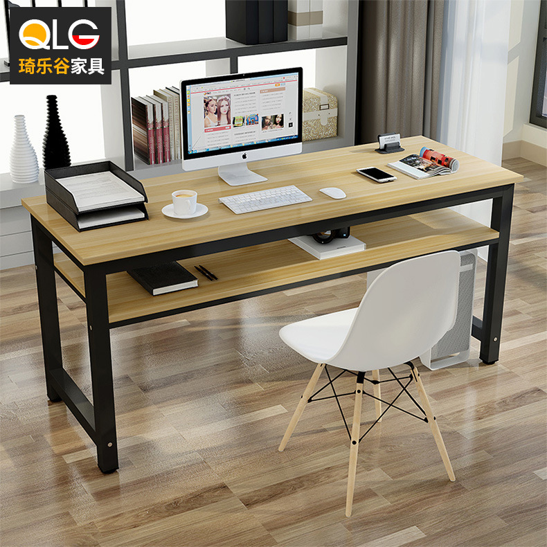 Simple Modern Computer Desk Learning Long Table Double-layer Household Wall-leaning Calligraphy Training Table Plate-type Steel-wood Table Simple Modern Computer Desk Learning Long Table Double-layer Household Wall-leaning Calligraphy Training Table Plate-type Steel-wood Table
