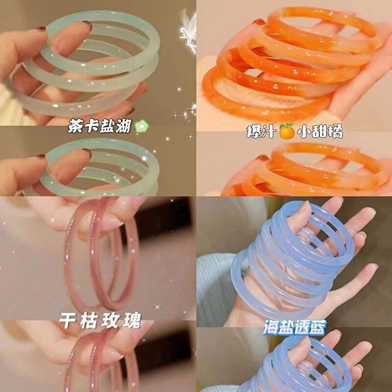 Glass Jade Fine Strip Bracelet Glass No Step Ring No Step Ring Antique Han Clothing No Step Accessories Jingle Bracelet Women's Fine Bracelet Glass Jade Fine Strip Bracelet Glass No Step Ring No Step Ring Antique Han Clothing No Step Accessories Jingle Bracelet Women's Fine Bracelet
