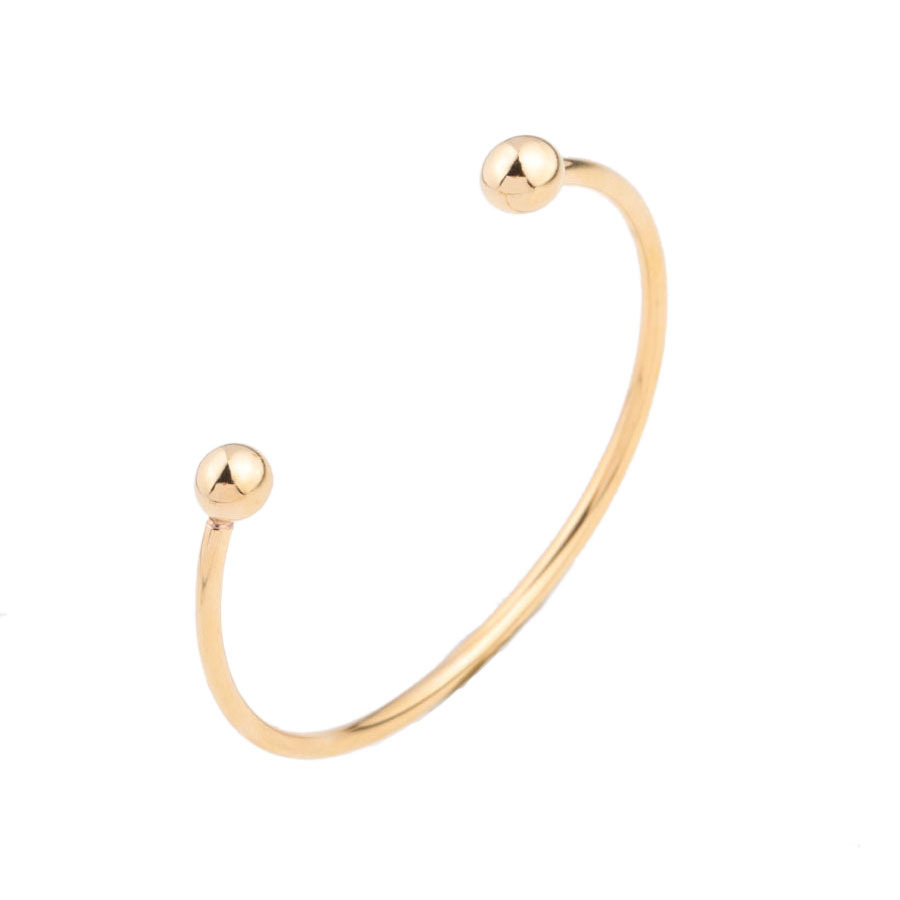 Bracelet Panjia Basic, perle ronde ouverte en acier inoxydable (3 mm d'épaisseur, 60 mm), disponible en stock. Personnalisable avec d'autres perles._voghion.com