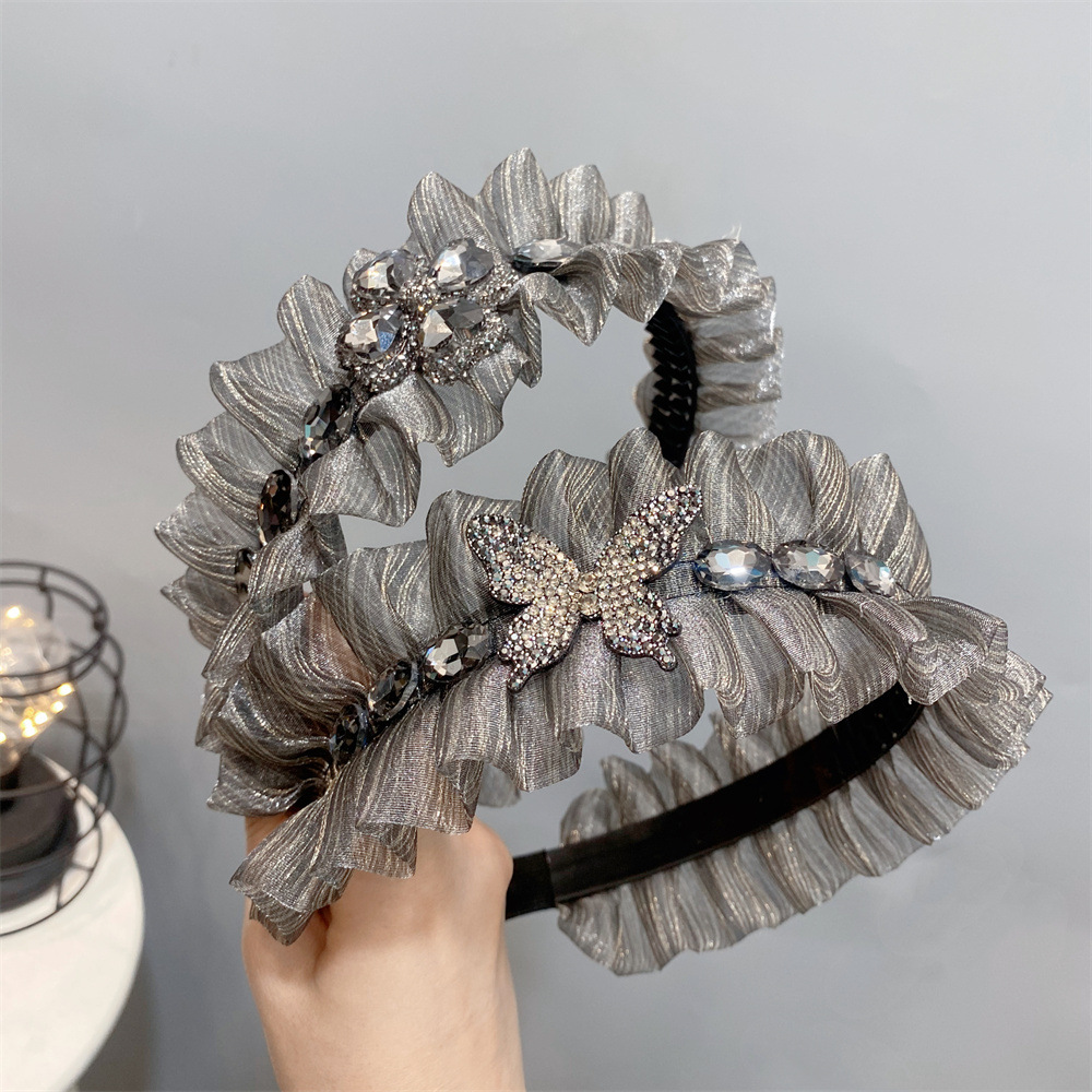 150g Weight Hair Band Hair Accessories Type Fairy Style Lady Butterfly Gauze Inlay Rhinestones Hair Band