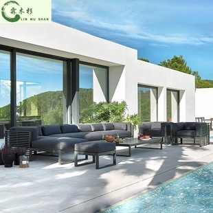 Nordic Outdoor Aluminum Alloy Sofa Sun Protection Sun Room Garden Courtyard Terrace Villa Hotel Leisure Single Sofa