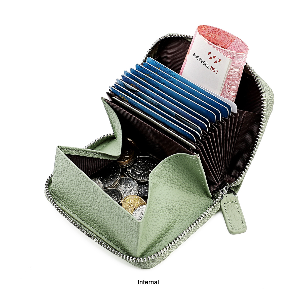 Unisex Einfarbig Leder Reißverschluss Brieftaschen display picture 1