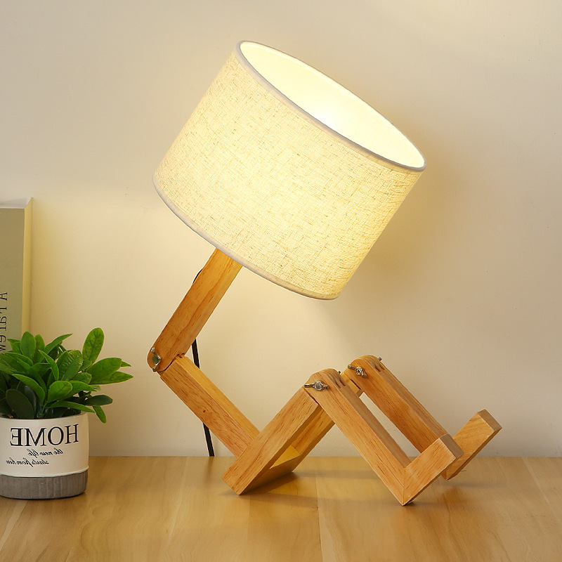 solid wood robot Table lamp bedroom originality bedside Atmosphere lamp SpongeBob SquarePants gift Plug in Night light