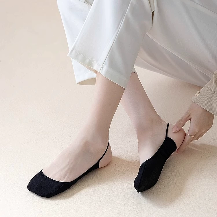 Invisible high socks, summer thin cotton shoes high heels, lifting effect, flesh color