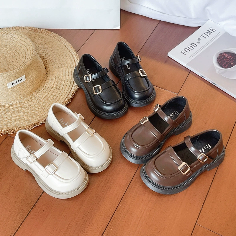 Детские черные кожаные туфли 2025 года, новинка весны и осени, в британском стиле, школьные лоферы, мягкая подошва, туфли для принцесс