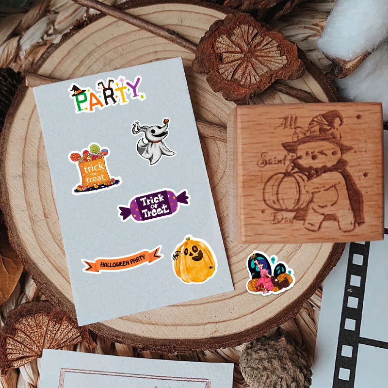 Halloween pumpkin light holiday car stickers Amazon refrigerator skateboard air conditioning matte film DIY graffiti decorative stickers