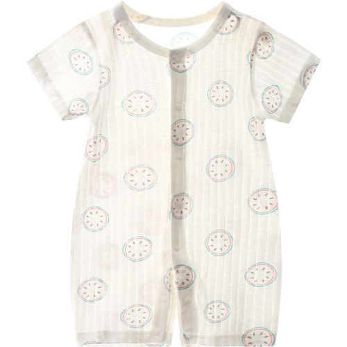 Baby one-piece summer sleepwear, thin style, for boys and girls, pure cotton short-sleeved pajamas, newborn children's summer clothing
