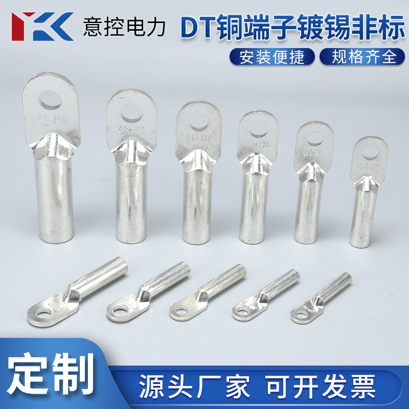 DT镀锡非标铜鼻子线耳纯铜接线端子线鼻子非标镀锡电线电缆接头