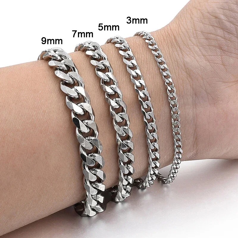 Cross-Border Titanium Steel Non-Fading Vacuum-Plated Cuban Bracelet for Men and Women, Trendy Hip-Hop Girls' Jewelry, Stainless Steel Nk Bracelet
