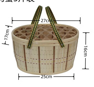 타원형 대나무 바구니; 그림과 같이