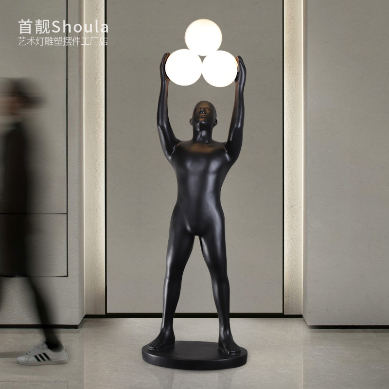 人物装置落地大摆件抽象玻璃钢雕塑现代复式楼别墅售楼处酒店大厅