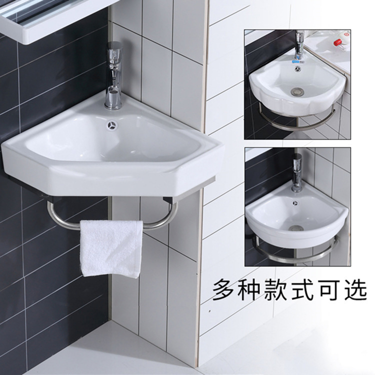 lavabo tipo pared lavabo cerámica esquina de pared triángulo pequeño tipo mini balcón lavabo en forma de ventilador para uso doméstico