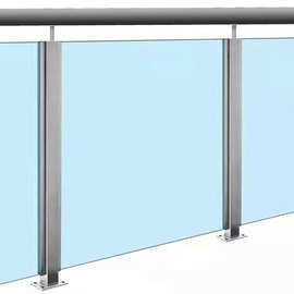 免开孔不锈钢护栏槽管立柱阳台楼梯扶手立柱钢化玻璃栏杆护栏配件