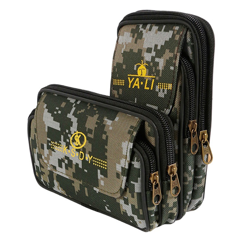 New camouflage mobile phone waist bag men's construction site work mobile phone case wear-resistant 6-inch multi-functional hanging bag for middle-aged and elderly people