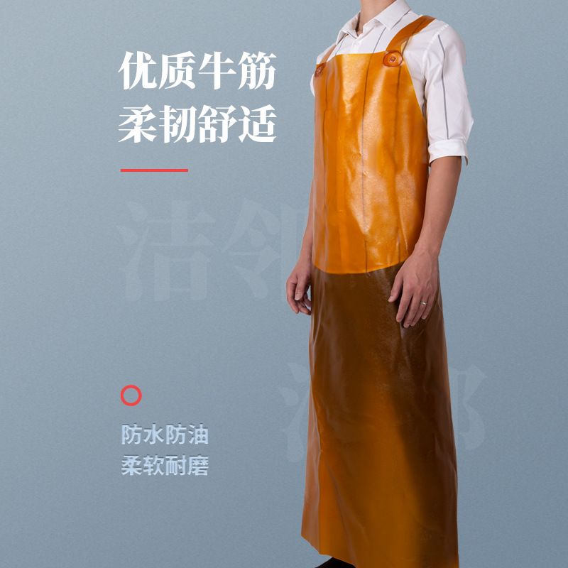 Engrosado alargado delantal de tendón de carne impermeable a prueba de aceite de cuero suave acuático especial cocina fábrica de piedra matadero Mono para hombres