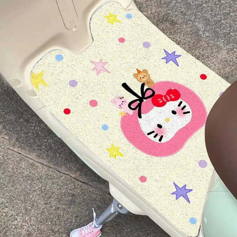 Electric Vehicle Pedal Mat, Universal Model Wire Ring Foot Mat, Freely Cutable Anti-Slip Mat, Cartoon Cute Pedal Mat