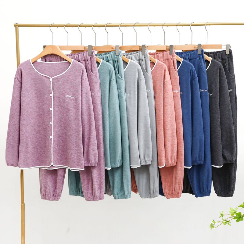 Autumn and Winter colorful flat velvet thickened warm women's home wear round neck cardigan long sleeve trousers casual suit