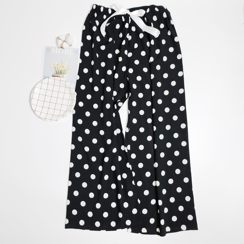 Pantalones de pijama de verano Source 45 de algodón y seda, pantalones anchos de nueve puntos para mujer, finos, talla grande, pantalones holgados para aire acondicionado, pantalones de playa