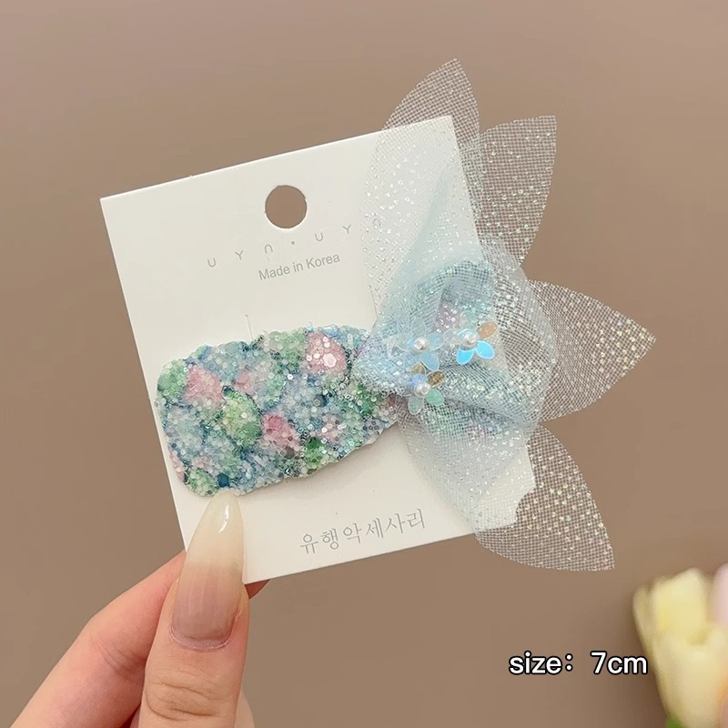 Clips de cabello de cola de sirena brillante para niños frente lateral frangeo clips de cabello rotos clips de cabello de princesa de niña