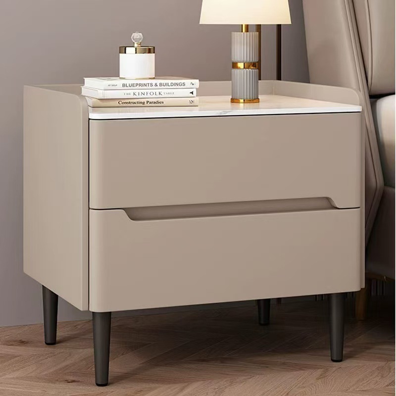 Modern Simple All Solid Wood Light Luxury Slate Bedside Table Bedroom Home Simple Cabinet High-End Small Storage Cabinet