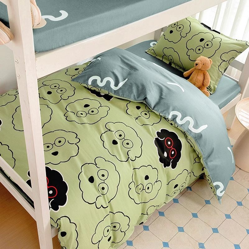 100 cama de dormitorio de estudiantes de algodón juego de ropa de cama de tres piezas funda de edredón 90x190 cama individual
