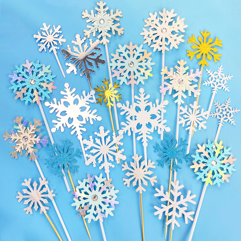 Princess birthday cake party dessert table decoration Christmas snowflake acrylic insert topper