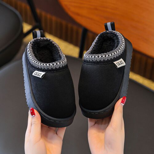Winter children's cotton slippers for boys and girls, students, home shoes, indoor padded, anti-slip, warm, soft sole, parent-child cotton slippers