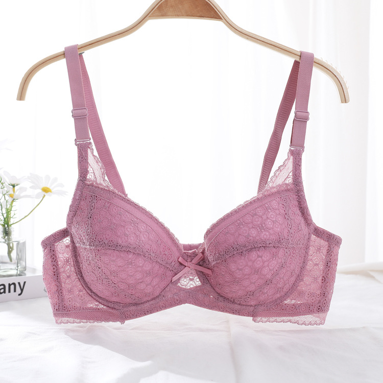 Shantou sujetador de encaje sexy sin esponja ultra delgada ropa interior transpirable y cómoda ajustable para mujeres sujetador anti-caída