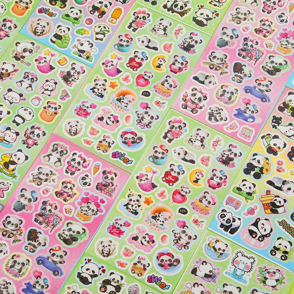 Творческие наклейки Panda PET, милый школьный декор, карманный чехол для телефона, DIY, лазерные наклейки, оптом