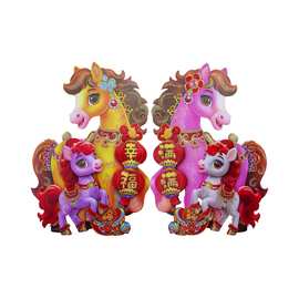 2026马年新款春节立体植绒生肖对贴福字门贴纸年画对联春联批发