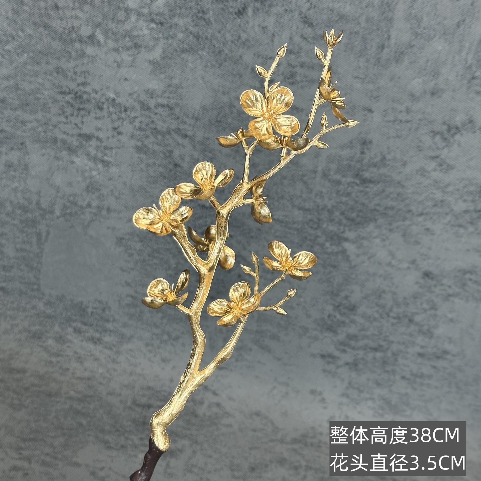 Flor artificial de oro solo tenedor fruta roja eucalipto ginkgo hoja gran amor Hortensia de madera Año Nuevo bendición cubo arreglo floral adornos