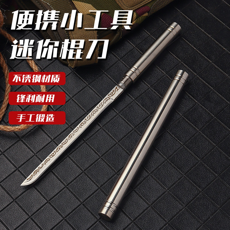 Tubercule mini cuchillo de acero inoxidable casero cuchillo de peeling de frutas camping cuchillo de té tipo palo portátil cuchillo recto creativo