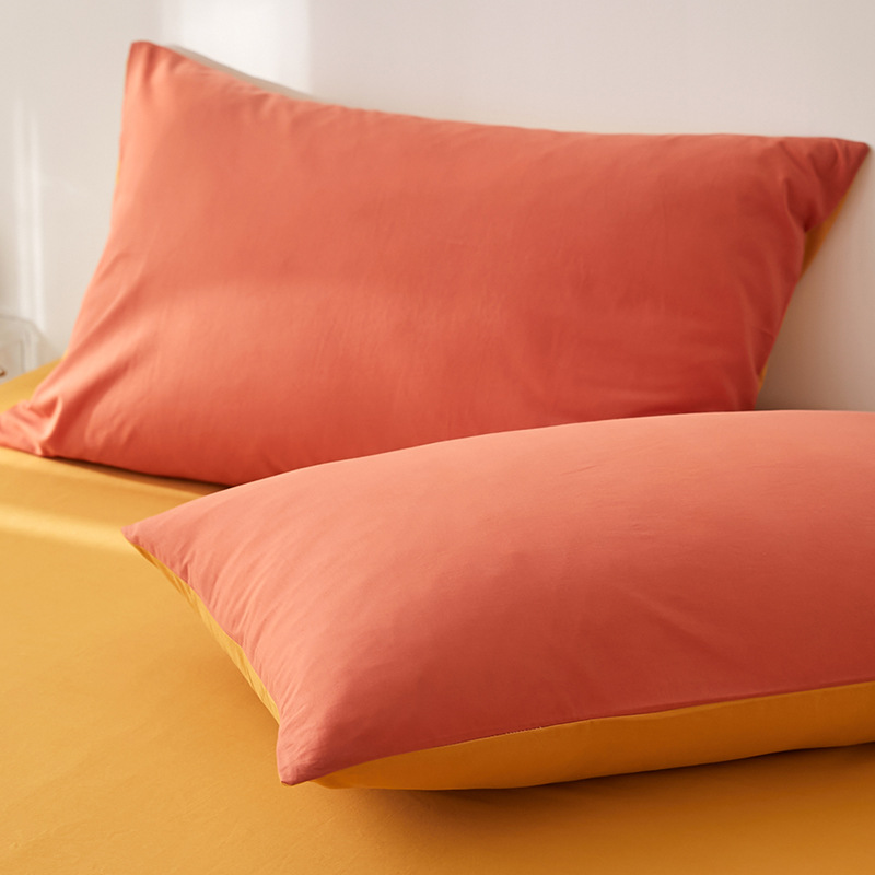 INS Liangpin Funda de almohada de algodón lavado Funda de almohada de algodón de color sólido de algodón puro Dos simple 48*74cm Par individual