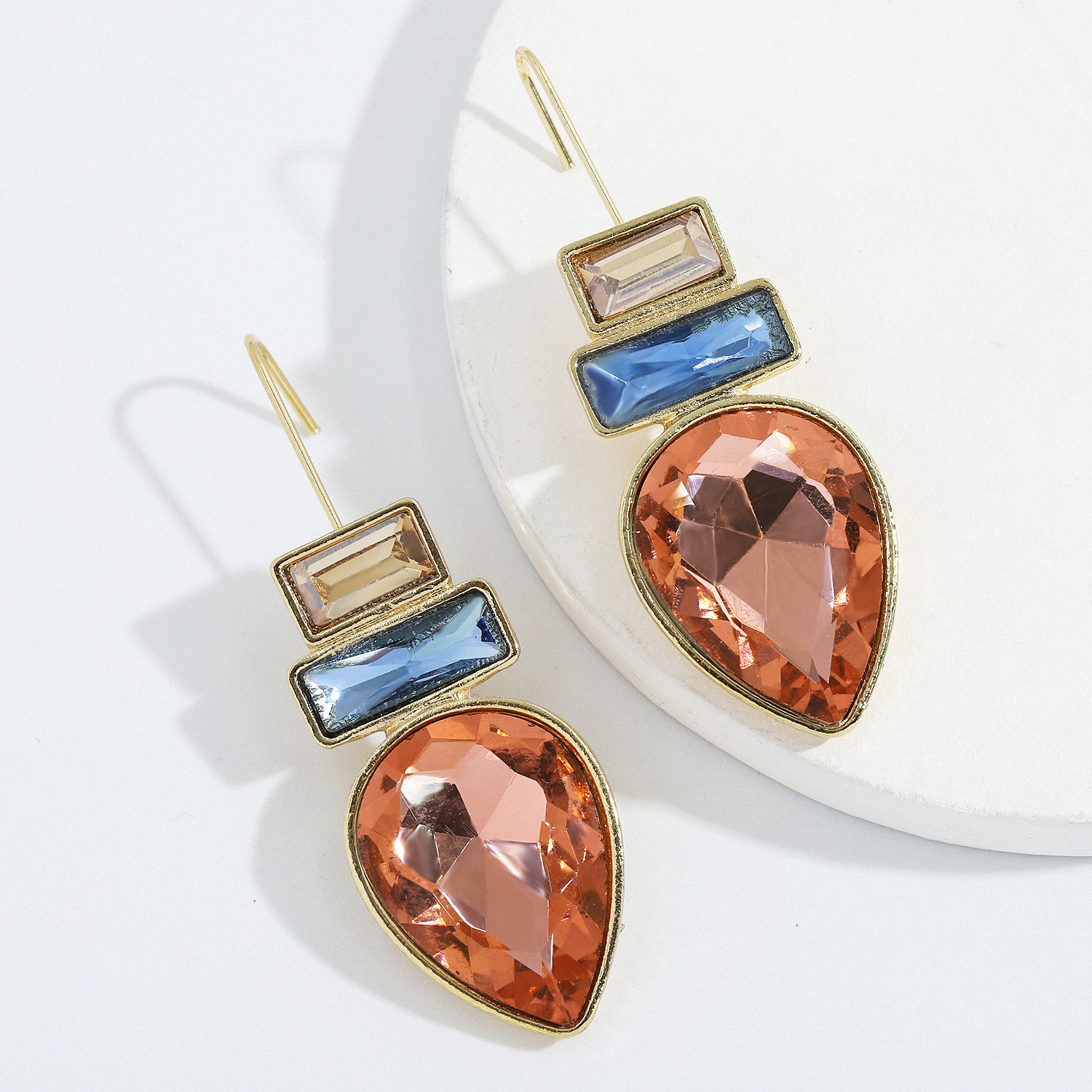 Fashion Alloy Inlaid Colored Gemstone Earrings display picture 9