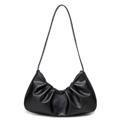 Women's shoulder bag 2025 new high-end folded underarm bag, fashionable solid color, light and all-matching crescent bag, wholesale