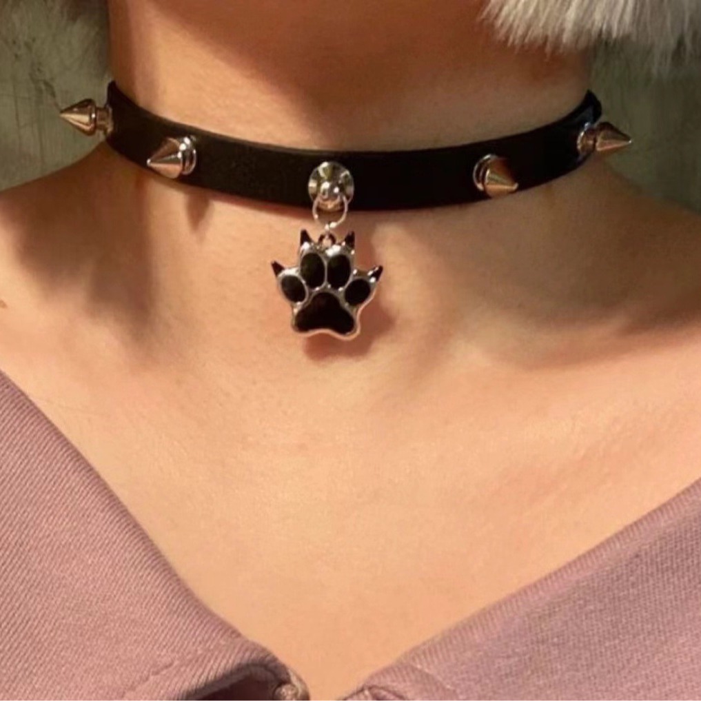 Ins punk subcultura hueso remache collar choker collar puro deseo de viento rebelde cachorro collar punk