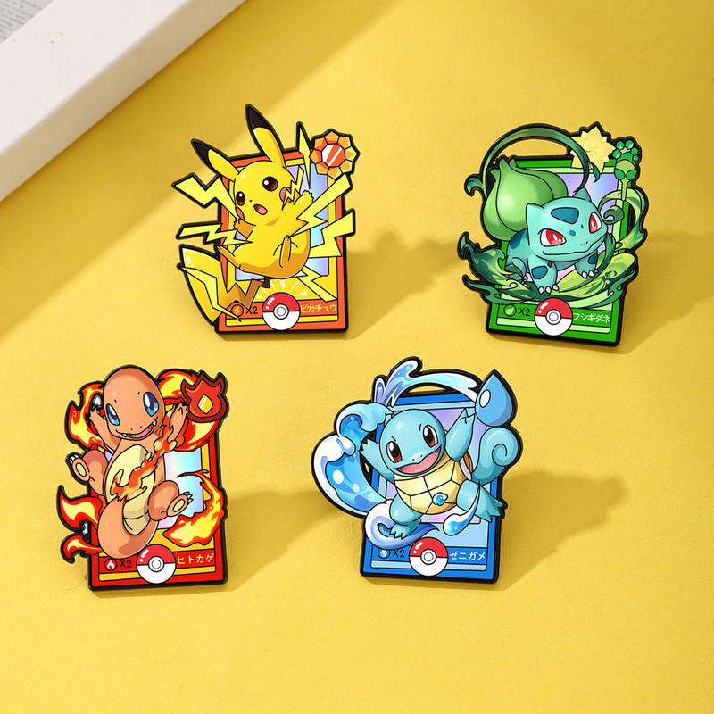 Cute Japanese Anime Creative Pokémon Metal Badge Squirtle Brooch Pokémon Alloy Pin Accessory