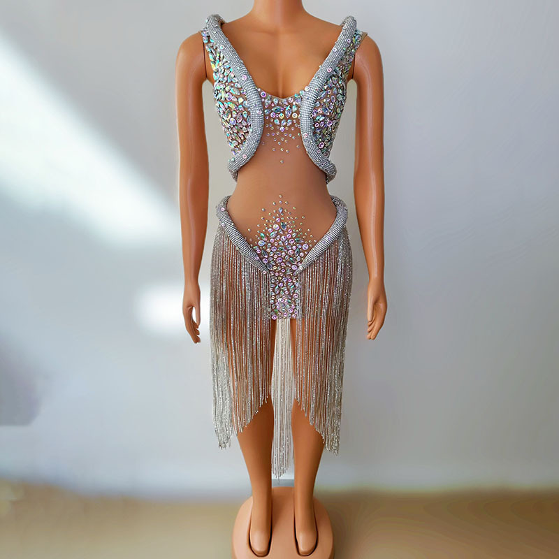 Design Tassel Performance Suit Nightclub Bar Bouncy Dance Costume Singer Annual Meeting Party Banquet Party Party Dress