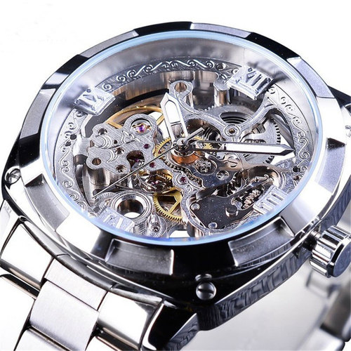 New European and American men's fashion retro carved hollow luminous waterproof automatic mechanical watch