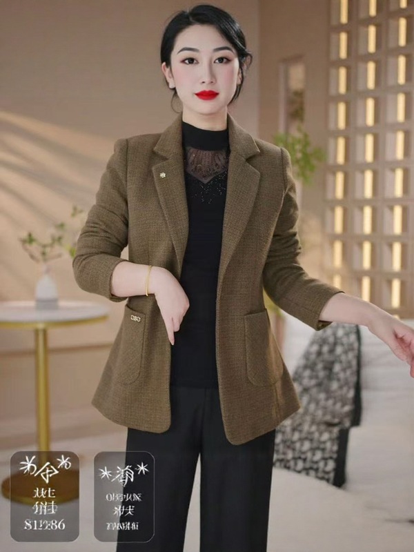 一件代发2025秋季新款气质通勤小西装外套女韩版显瘦咖色上衣女装|undefined