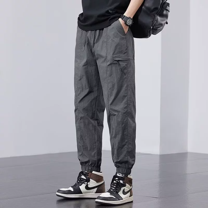 Мужские быстросохнущие карго-штаны, модные свободные, весна-лето 2025, новые американские повседневные джоггеры-шаровары