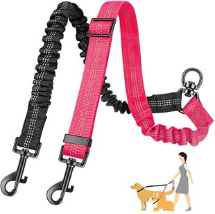Cross-Border Manufacturer's New Product Explosion-Proof Dog Chain One-To-Two Multi-Dog Elastic Pet Double-Headed Traction Rope Traction Rope