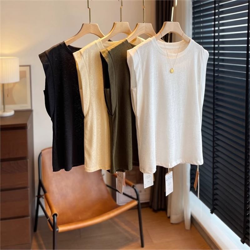 So Pretty! French Rain Dew Linen Cotton Versatile High-End Flutter Sleeve Loose Slimming Age-Reducing Short-Sleeve T-Shirt for Women So Pretty! French Rain Dew Linen Cotton Versatile High-End Flutter Sleeve Loose Slimming Age-Reducing Short-Sleeve T-Shirt for Women